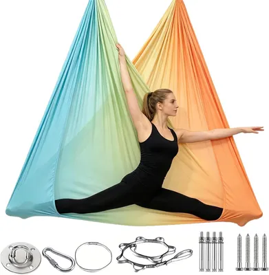 Produktbild von Yoga-Hängematte 200 kg, 2-in-1 Yoga-Schaukel, mit Montagematerial, für Fitness