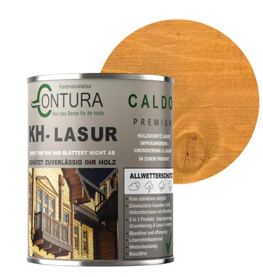 Produktbild von Contura KH Lasur 1Liter 3in1 Holzlasur Holzschutzlasur UV- Holzschutz Holzöl Dünnschichtlasur - R01011 Kiefer / Lärche (Tannenholz)
