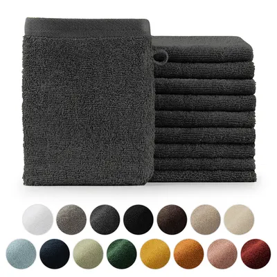 Image de Blumtal Premium Set de serviettes éponge avec boucles de suspension - coton  Oeko-TEX, doux, très absorbant - 10x gant de toilette (15x20 cm), anthracite