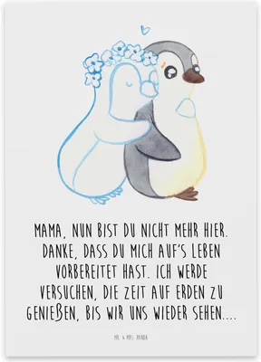 Produktbild von Mr. & Mrs. Panda Trauerspruchkarte Trauer Mama - Weiß - Familie, Beileid, gedenkkarte, Anteilnahmekarte, Mutter, Abschiedskarte, Trauerkarte, Familienmitglied