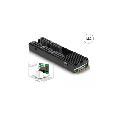 Imagen del producto de Adaptador DeLOCK M.2 2280, conector B+M a 5 x SATA, con disipador, M.2, SATA (macho), , sin ventilador
