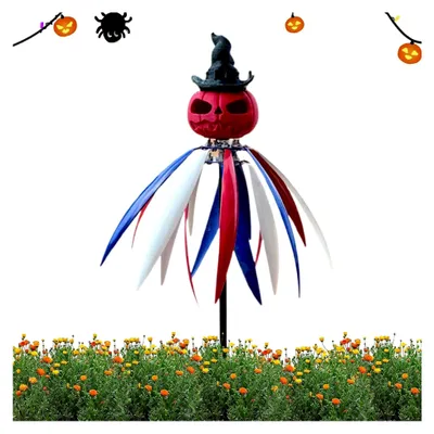Produktbild von Windspiel für Garten und Außenbereich | Garten Deko Windspinner Vogelscheuche für Halloween-Dekoration auf Rasen, Balkon und Terrasse