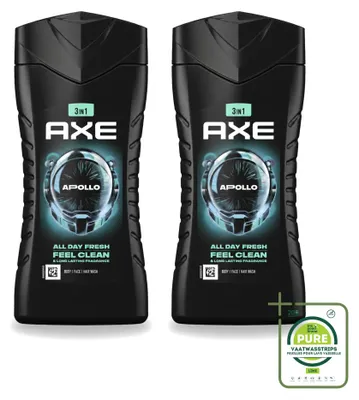Image de 2 gels douche 3-en-1 Axe Apollo, à la sauge et au cèdre, 250 ml - Lot de 2