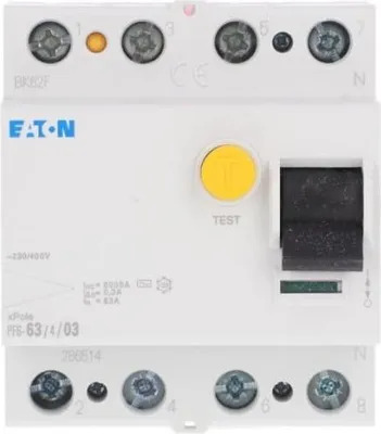 Immagine prodotto di Interruttore differenziale 4P 63A 0,3A AC Tipo PF6-63/4/03 286514 Eaton