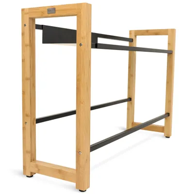 Produktbild von holz4home® Getränkekistenregal aus Bambus I 4 Kisten Breit. inkl. Metallablage I Schwarze Metallstreben I Regal Getränkeregal für Küche & Keller