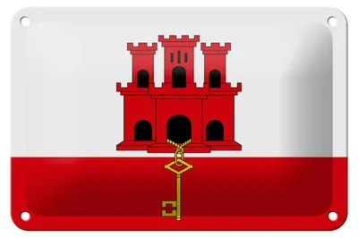 Produktbild von Blechschild Flagge Gibraltars 18x12cm flag of Gibraltar Dekoration