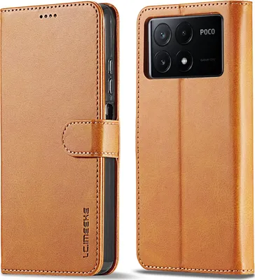 Obrázek produktu pro Pouzdro pro Xiaomi Poco X6 Pro kožené flipové pouzdro s magnetickým uzávěrem a stojánkem, ochranné pouzdro Žluť