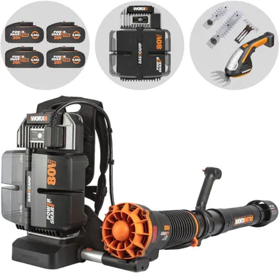 Produktbild von WORX WG572E, Rucksack-Gebläse, 240 km/h, 1360 m³/h, Schwarz, Elektro, Akku