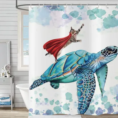 Productafbeelding van Grappig Douchegordijn met Zeeschildpad Motief