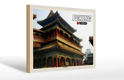 Produktbild von Holzschild Reise 30x20cm Peking China Lama Tempel Geschenk