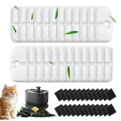 Productafbeelding van Katzenbrunnen vervangingsfilterset, 48 stuks | 24 filterpatronen en 24 schuimfilters | Compatibel met modellen PLWF105/PLWF115/PLWF005