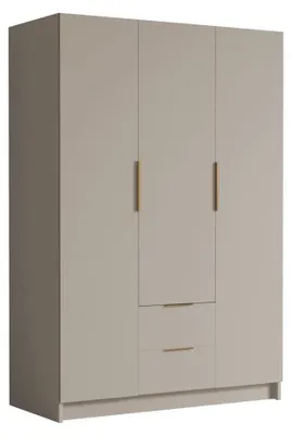 Produktbild von MIRJAN24 Kleiderschrank Calwi I 150, Schlafzimmer, Drehtürenschrank, mit Kleiderstange, Modern, Garderobenschrank, Metallgriffe (Farbe: Cashmere + Gold)