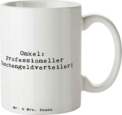Produktbild von Mr. & Mrs. Panda Teetasse Spruch Onkel Taschengeld - Weiß - Geschenk, Becher, Humor, Patenonkel, Kaffeebecher, Familienmitglied, Verwandte, Familienmitglieder, Jubiläen