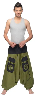 Produktbild von Aladinhose Freizeithose Haremshose Simandra Herren : grün-schwarz L/XL Farbe: Grün-Schwarz Größe: L/XL