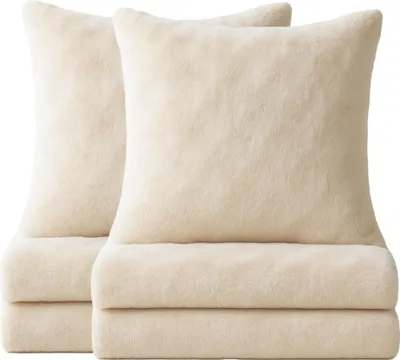 Produktbild von Winter Bettwäsche Bubble Optik Uni Wende Teddy Plüsch Nicki Kuschelig Flauschig Warme Weiche  Flanell Cashmere Touch, Größe:135x200 cm / 4 teilig, Farbe:Beige