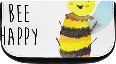 Produktbild von Mr. & Mrs. Panda Kulturbeutel Biene Happy - Weiß - Geschenk, kosmetik organizer, kosmetiktäschchen, Kosmetiktasche, Hummel, Kulturtasche, Make-up