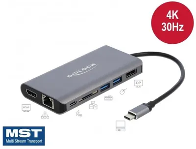 Image de DELOCK Station d'accueil USB-C 4K-HDMI/DP/USB3.0/SD/LAN/PD 3.0