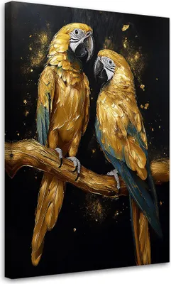 Produktbild von Leinwandbild Golden Papageien Tiere 40x60 Feeby Gold bild für die wand bereit zum aufhängen