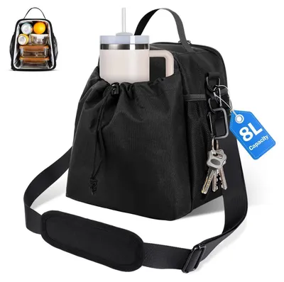 Produktbild von Kühltasche 8L Isoliertasche Thermotasche Lunchbag Tragbar Schwarz für Unterwegs Picknick Arbeit