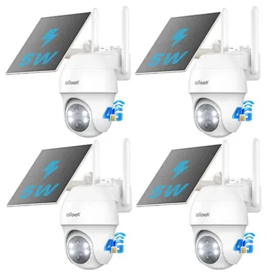 Produktbild von 4 Stück 4G LTE überwachungskamera mit sim karte outdoor Solar kamera 2K 360° Kabellose Überwachung mit Akku Außenkamera ohne WLAN PIR Erkennung
