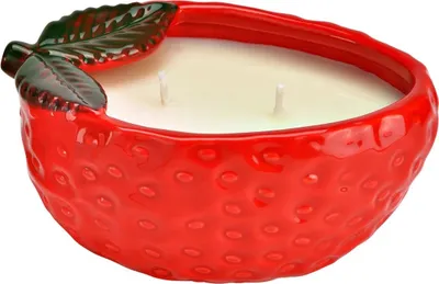 Image de Photophore fraise en céramique avec bougie parfumée