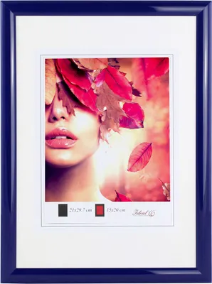 A framed picture of a woman's face with autumn leaves covering her hair and eyes.