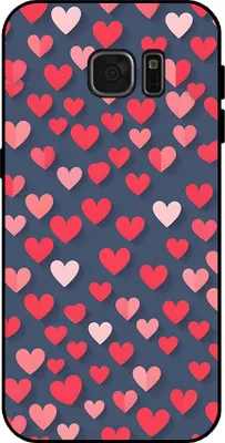 Produktbild von Smartphonica Telefon Fall fit für Samsung Galaxy S7 Edge mit rosa und roten Herzen Impressum - TPU Backcover Fall mit rosa und roten Herz-Design