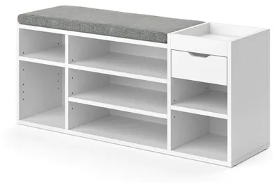 Produktbild von Schuhbank Eleon, Weiß, 101,1 x 45 cm, zur Schuhaufbewahrung und als Sitzgelegenheit geeignet