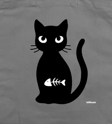Produktbild von Katze mit Fisch, grau