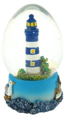 Produktbild von Schüttelkugel oval leuchtturm blau 7cm