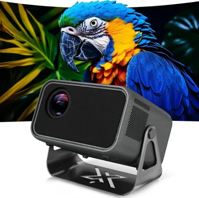 Image de Projecteur Beamer 4K pour home cinéma, avec 500 lumens ANSI, résolution native 1080P, compatible 4K, mise au point et correction trapézoïdale automatiques, Wi-Fi 6 et Bluetooth 5.0, et fonctionnalités intelligentes