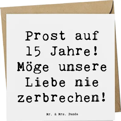 Produktbild von Mr. & Mrs. Panda doppelkarte Spruch 15. Hochzeitstag Gläserne Hochzeit - Weiß - Geschenk, Heiraten, Vertrauen, Glückwunschkarte, 15 Jahre Ehe, Heirat, Liebe, Geschenke