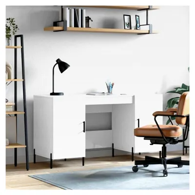 Produktbild von Büroschreibtisch, Hochglanz-Weiß, 140 x 50 x 75 cm, Holzwerkstoff