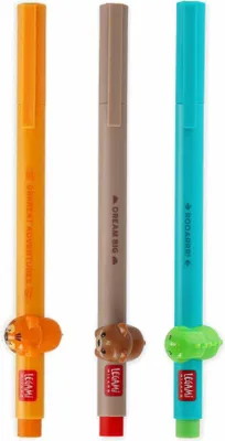 Produktbild von Legami Gel Pen Lovely Friends Set, 3-tlg., mit Tierdeko, Gelstift, Gelschreiber, Dino, Tiger, Teddy