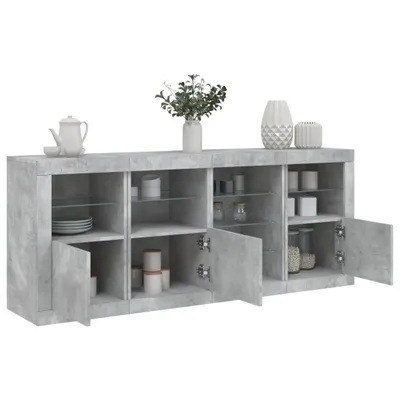 Image de vidaXL Sideboard avec lampes LED gris béton 164x37x67 cm
