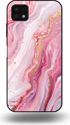 Produktbild von Smartphonica Handytasche passend für Samsung Galaxy A22 5G mit Marmordruck - TPU Rückseitenschutzhülle Marmordesign - Pink