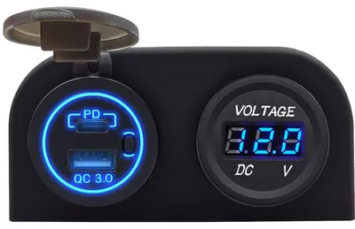 Produktbild von ProRide 12V USB/USB-C Aufputz-Steckdose 2 Ports QC3.0 mit Voltmeter