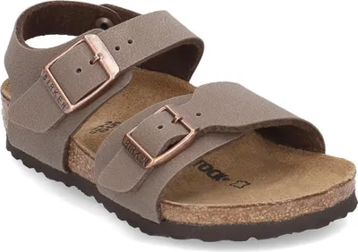 Produktbild von Birkenstock New York Bir Sandale mit Knöchelriemen für Kinder aus anderem Stoff in Mokka – UK 2 - EU 34 / Moca.