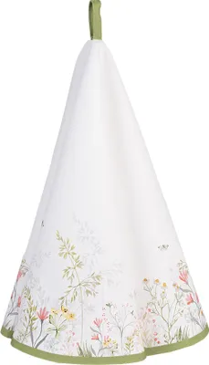 Produktbild von Clayre & Eef Geschirrtuch Ø 80 cm Weiß Baumwolle Blumen
