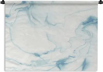Produktbild von MuchoWow® Wandteppich Wandbehang Marmor - Blau - Weiß 120x90 cm Tapisserie Dekoration Wandtuch - Wohnen - Aufhänger für die Wand
