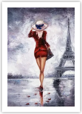 Produktbild von Poster - Poster ohne Rahmen - Frau Turm Eiffel - 50x70 cm - Wand Bild - Wanddeko - Wandbilder - Kunstposter - Wandposter - Bilder - Kunstdruck - Wanddekoration - Wandbild - P2XPA50x70-5161