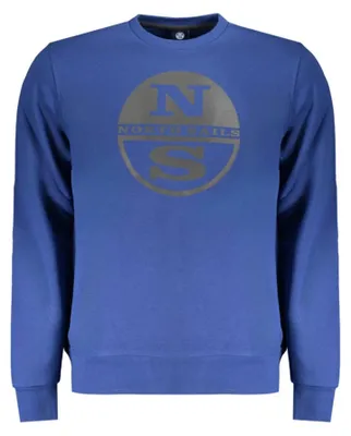 Produktbild von Blaues Herren Langarm-Sweatshirt ohne Reißverschluss – Angeraut & Bedruckt