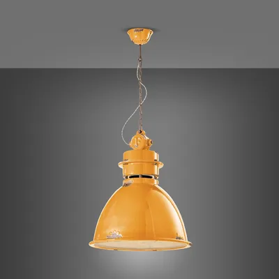 Zdjęcie produktu dla Ceramiczna lampa wisząca Ferroluce Industrial żółta okrągła