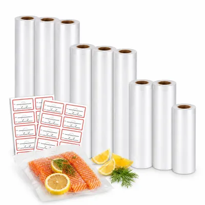 Produktbild von Vakuumierfolien Rollen Set 15 20 25 28 cm x 3 m Strukturfolie für Vakuumierer 9 Rollen 27 m BPA frei