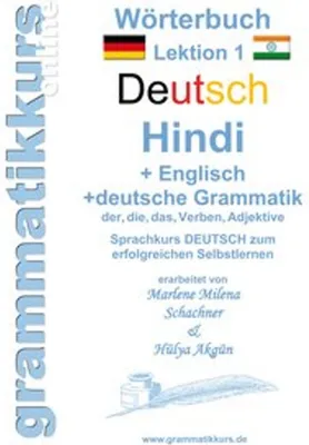 Obrázok produktu pre Wörterbuch Deutsch - Hindi- Englisch Niveau A1 Lektion 1