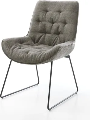Produktbild von DELIFE Esszimmerstuhl Taimi-Flex Bouclé Soft Schlamm Kufengestell Schwarz