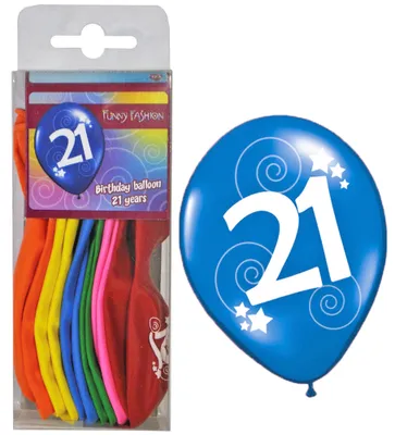 Produktbild von 12 Bunte Luftballons mit Zahl 21
