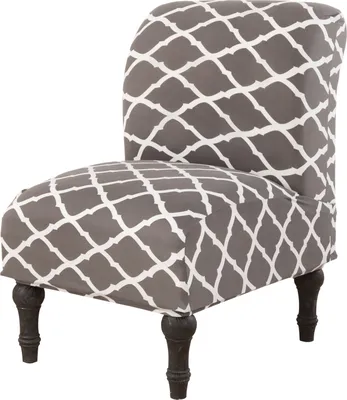 Produktbild von Armless Chair Slipcover Stretch Samt Elasthan Stuhlbezüge  Stuhlbezug Ohne Sesselbezüge Möbelschutzbezüge Abnehmbar Waschbar Für Home Hotel Wohnzimmer(Grau Geometrisch 01)