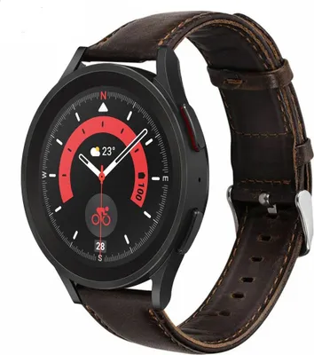 Produktbild von Strap-it Samsung Galaxy Watch 5 Pro Lederarmband (DunkelBraun)