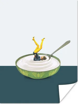 Produktbild von MuchoWow® Poster Joghurt - Yoga - Retro 30x40 cm - Wandplakat - Poster Kinderzimmer